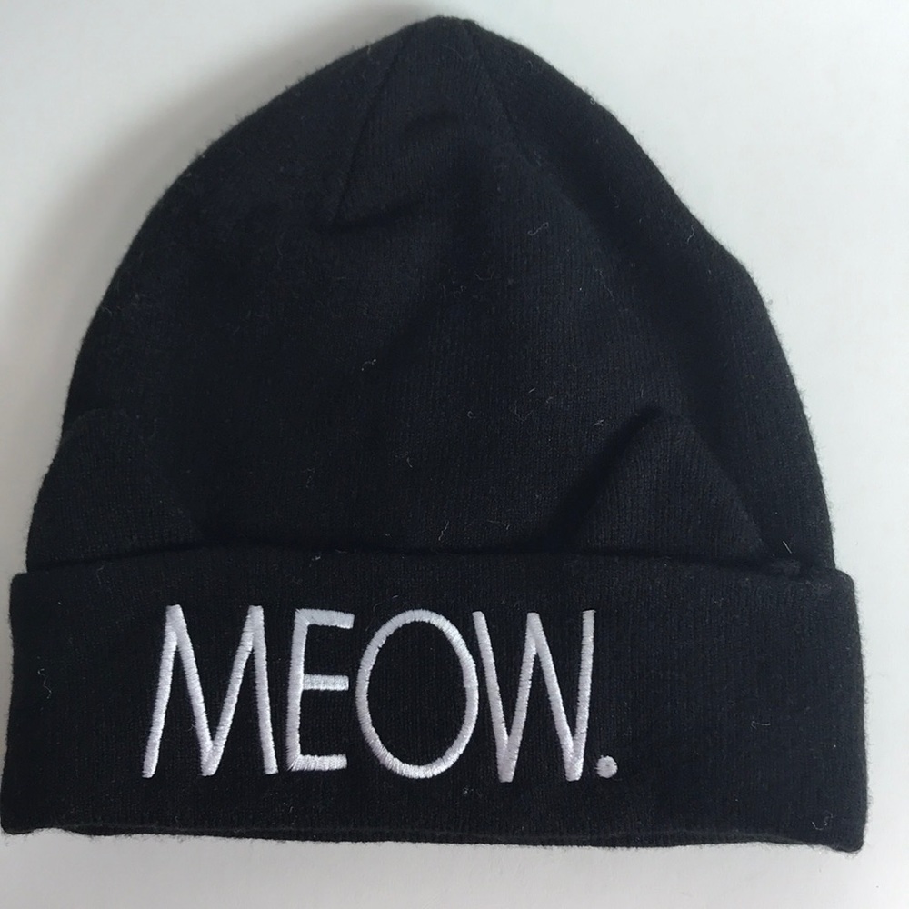 Black Meow Beanie with Ears